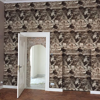 stoffen wandbespanning muziekkamer woonhuis Breda