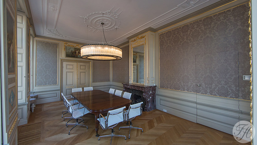 gespannen wandbespanning in stijlkamer monumentaal pand Dordrecht