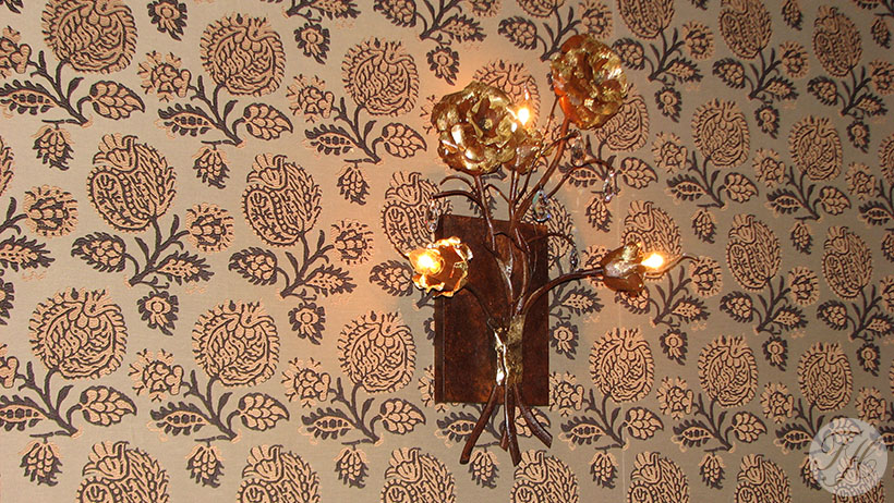 detail stoffen wandbespanning historisch grachtenpand