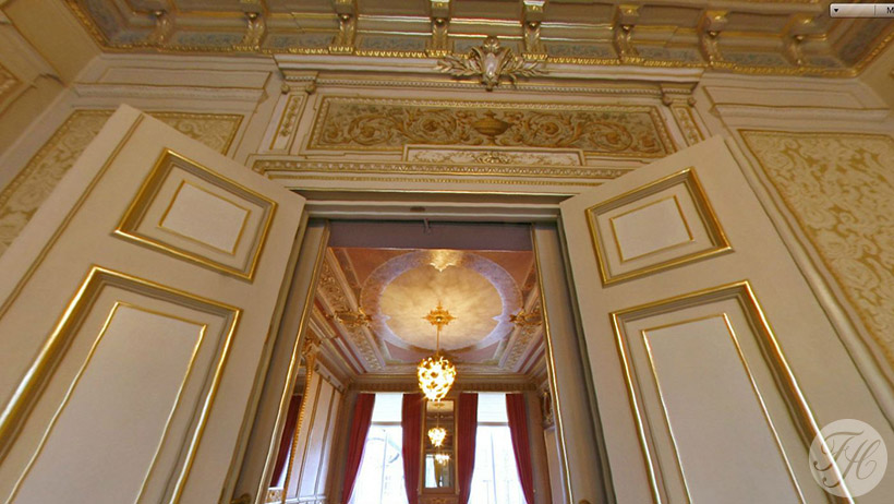 stijlkamer met wandbespanning historisch grachtenpand en herenhuis Herengracht 500 Amsterdam