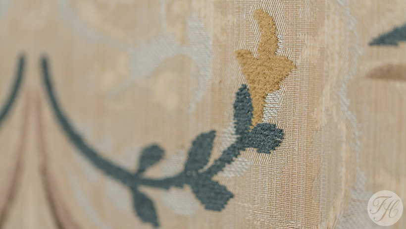 detail Zoffany stof gebruikt voor wandbespanning foyers Stadsgehoorzaal Kampen