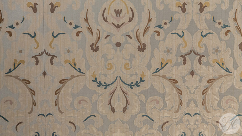 detail Zoffany stof gebruikt voor wandbespanning foyers Stadsgehoorzaal Kampen
