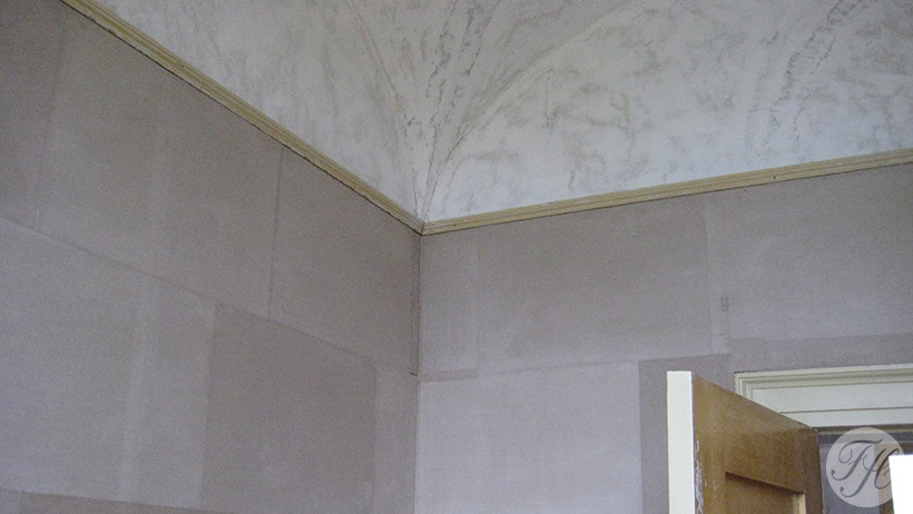 betengeling en grondpapier aangebracht in monumentaal pand Ridderhofstad Gunterstein Breukelen