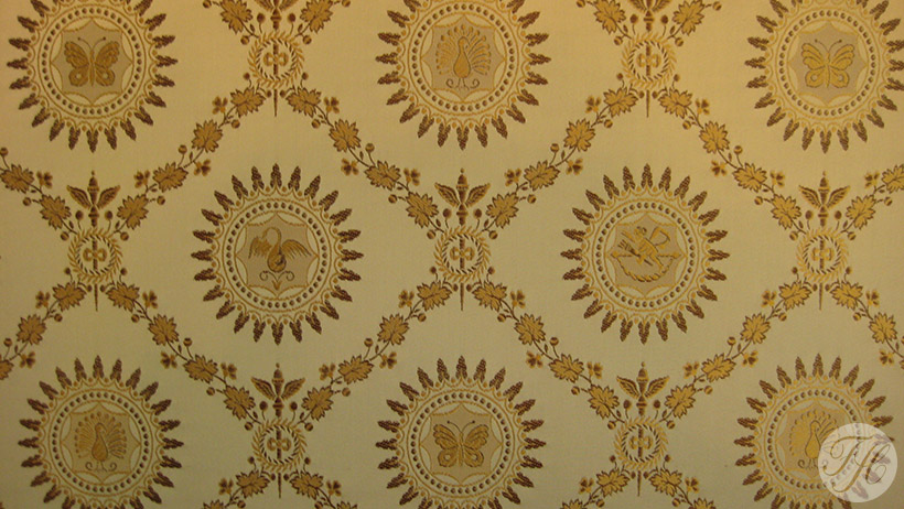 detail stof van stoffen wandbespanning empire stijlkamer Rotterdam